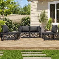 4 Piece Anthracite Garden Lounge Set for Outdoor Spaces