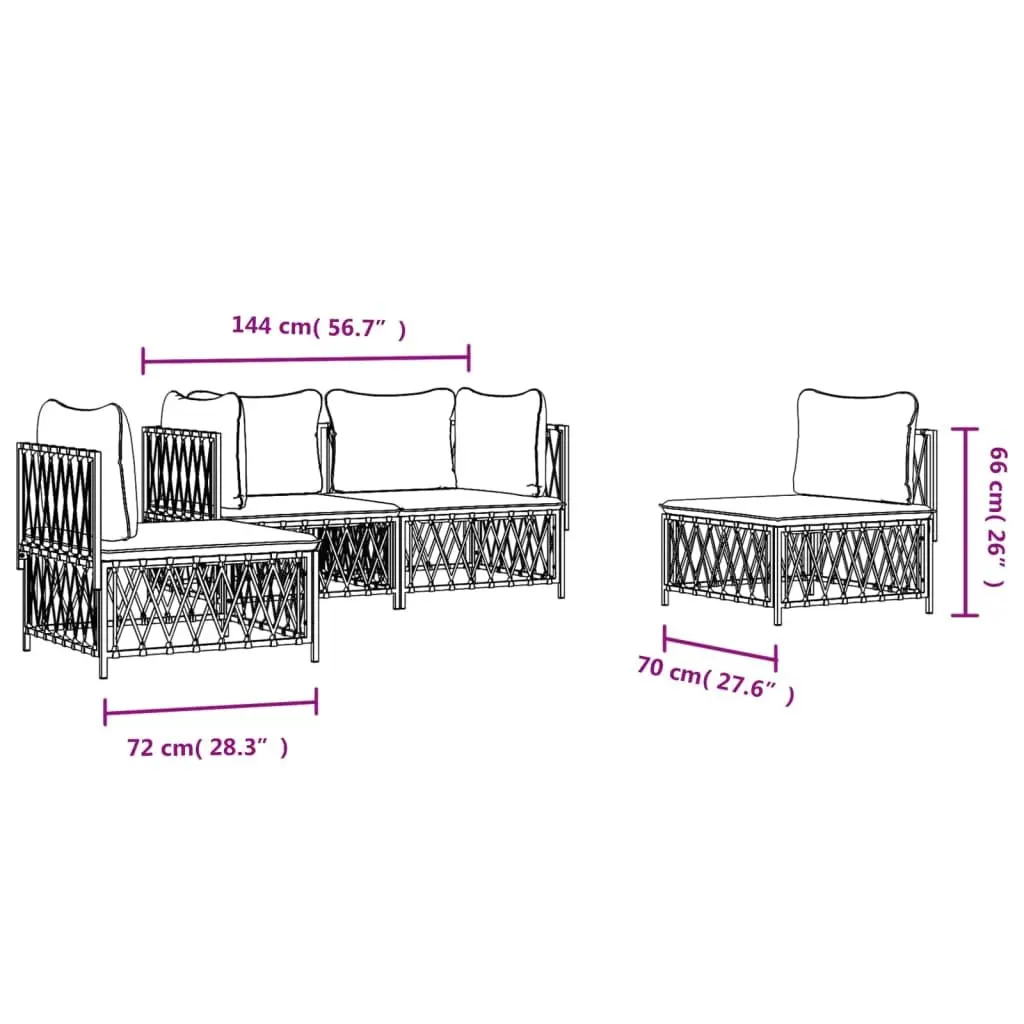 Garden Lounge Set 4 Piece Outdoor Furniture Anthracite Steel Frame Cushions
