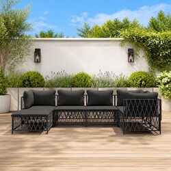 Garden Lounge Set 6 Piece Outdoor Furniture with Cushions Anthracite Steel Frame