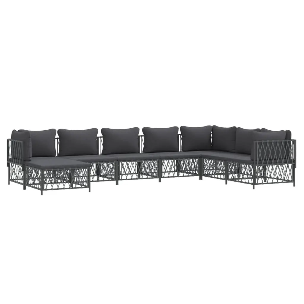 Garden Lounge Set 8 Piece Modular Outdoor Furniture Anthracite Sturdy Steel Frame Woven Fabric Cushions