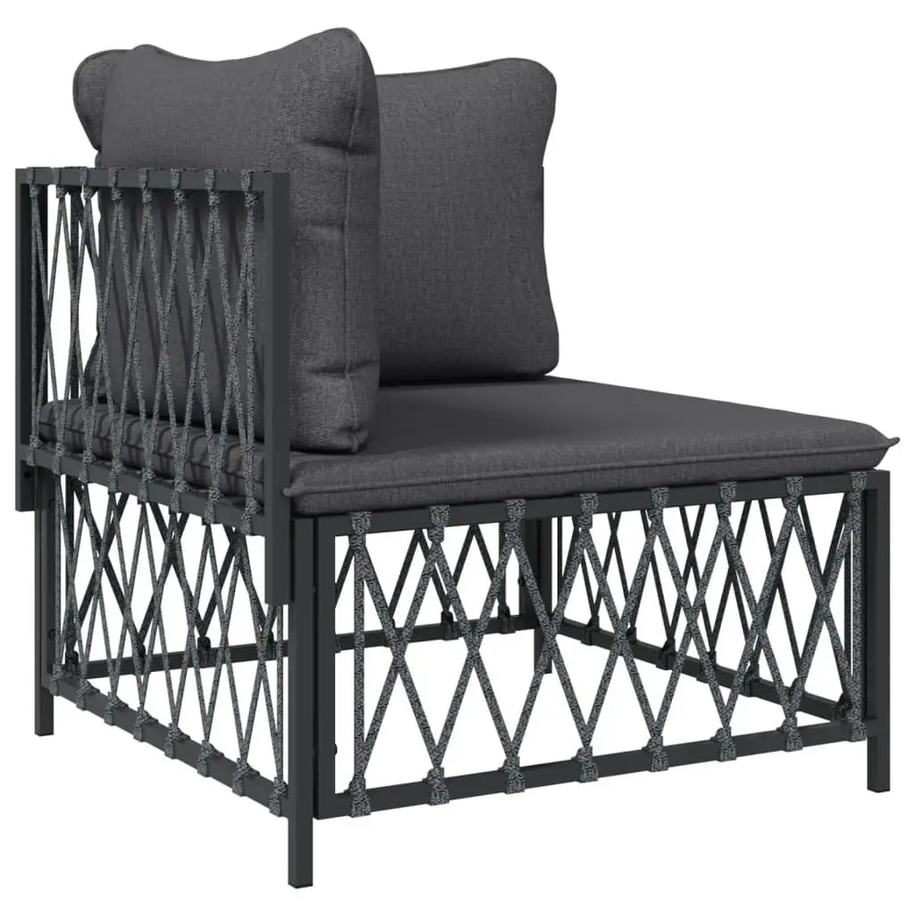 Garden Lounge Set 8 Piece Modular Outdoor Furniture Anthracite Sturdy Steel Frame Woven Fabric Cushions