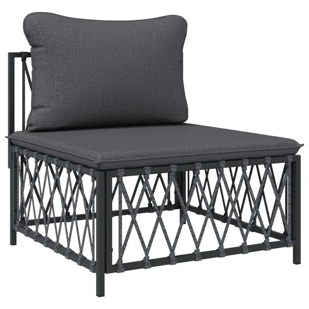 Garden Lounge Set 8 Piece Modular Outdoor Furniture Anthracite Sturdy Steel Frame Woven Fabric Cushions