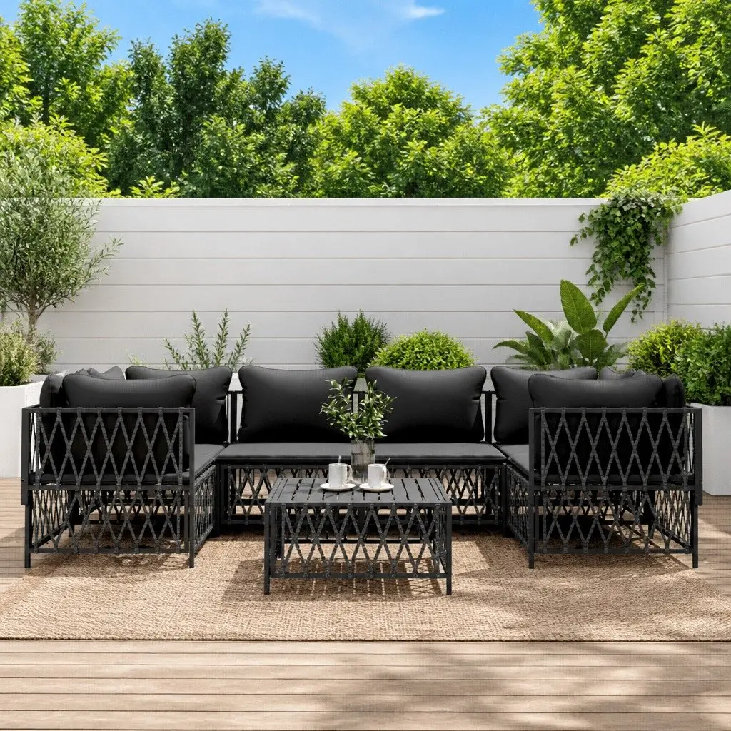 7 Piece Garden Lounge Set Outdoor Sofa Furniture Anthracite with Cushions