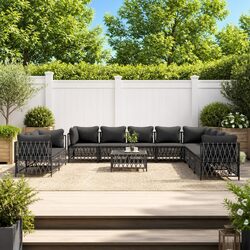 11 Piece Garden Lounge Set - Modular Sofa with Anthracite Cushions