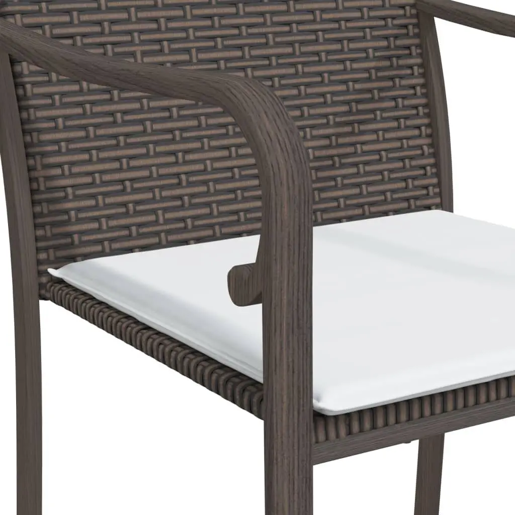 7 Piece Garden Dining Set Brown Poly Rattan Steel Frame Patio Furniture with Cushioned Chairs