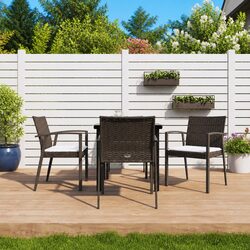 Garden Dining Set 5 Piece Poly Rattan Steel Frame Outdoor Furniture Brown