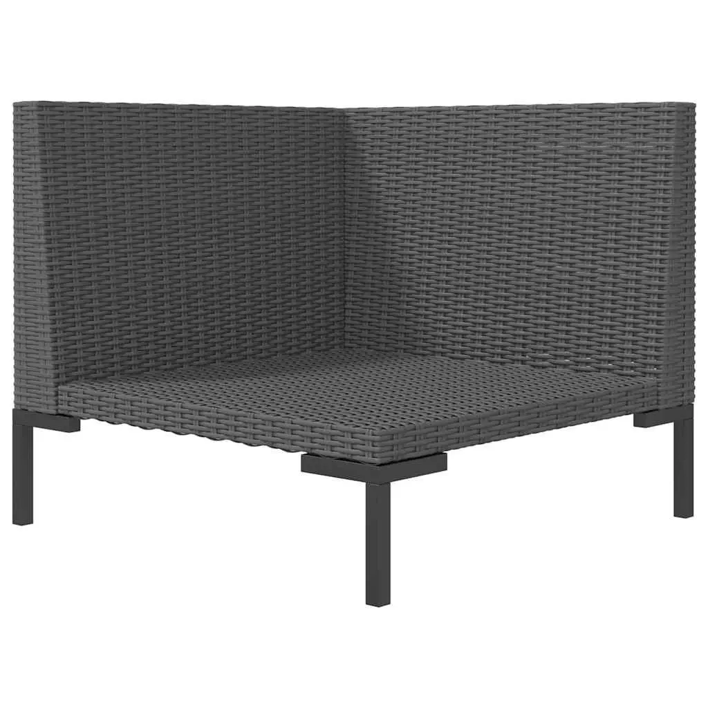 Outdoor Sectional Sofa Half Round Poly Rattan Garden Seating Grey Cushions
