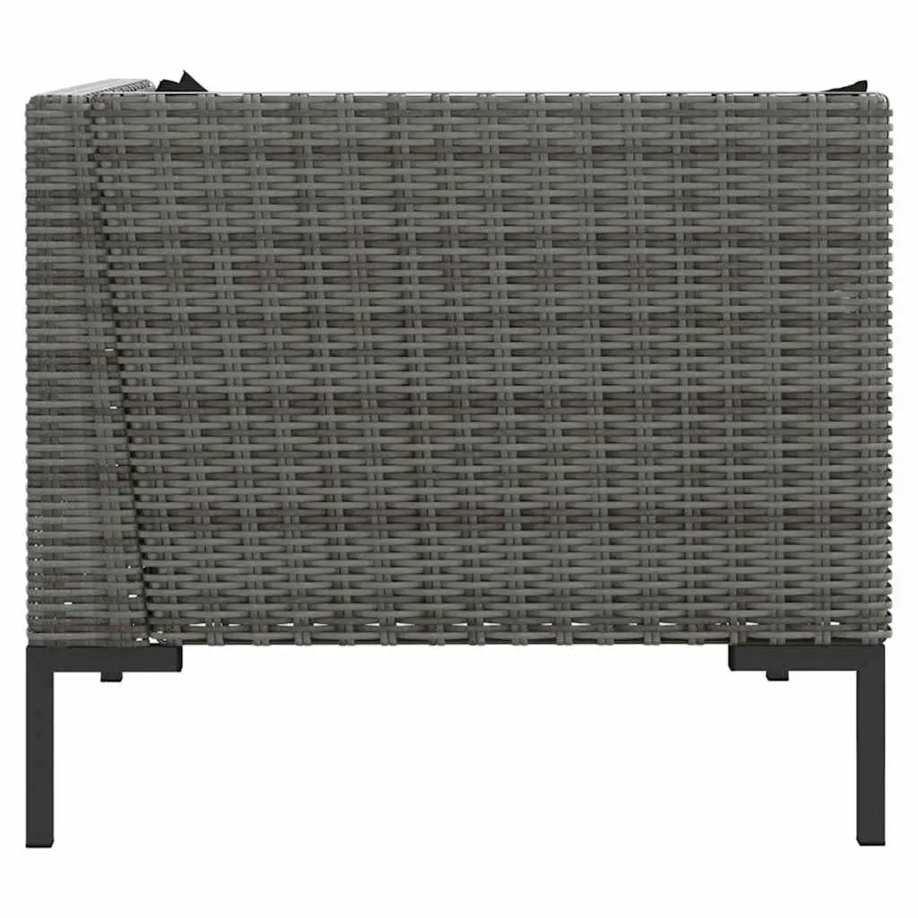 Outdoor Sectional Sofa 2pcs Half Round Rattan Garden Seating with Cushions Grey