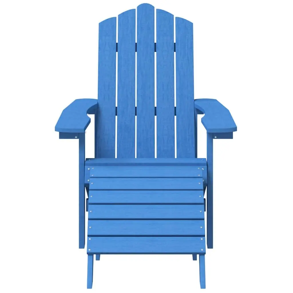 Adirondack Chair Blue Weather-Resistant HDPE with Detachable Footstool Outdoor Comfort