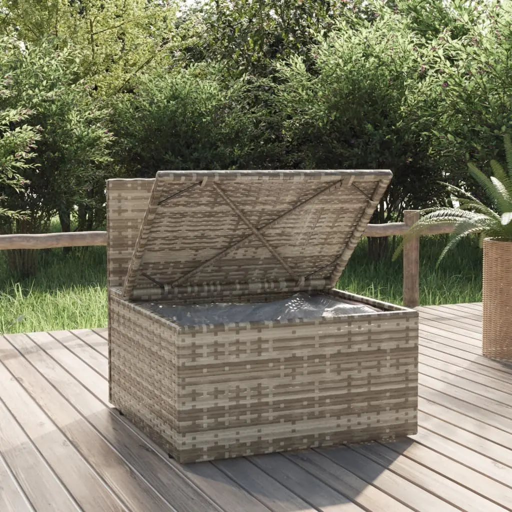 Garden Middle Sofa Grey Poly Rattan Outdoor Seating with Cushions and Waterproof Storage