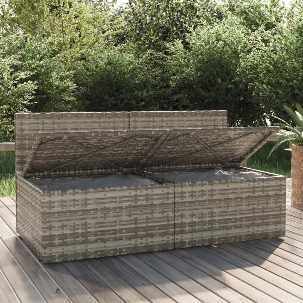 2-Seater Garden Sofa Grey Outdoor Seating Poly Rattan Furniture with Cushions
