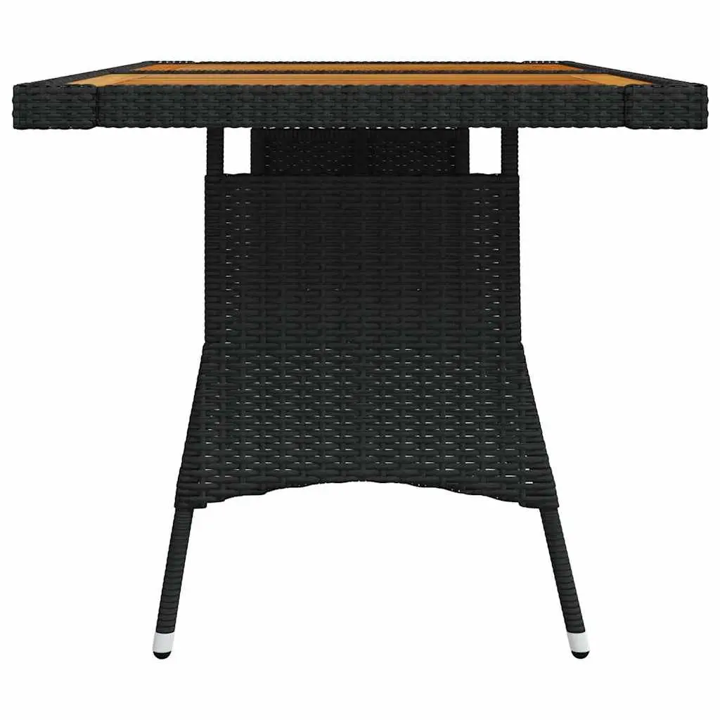 Garden Dining Table Black Outdoor Patio Furniture Acacia Wood PE Rattan