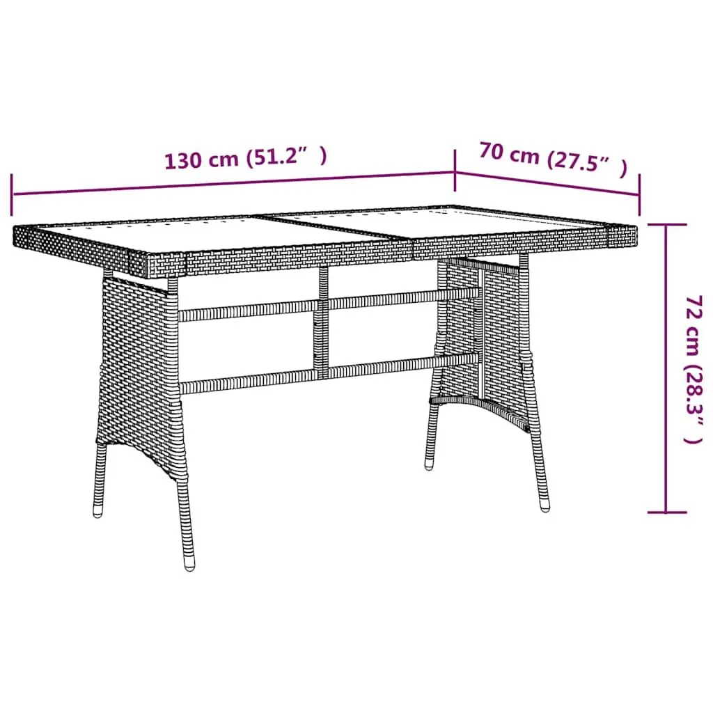 Garden Dining Table Black Outdoor Patio Furniture Acacia Wood PE Rattan
