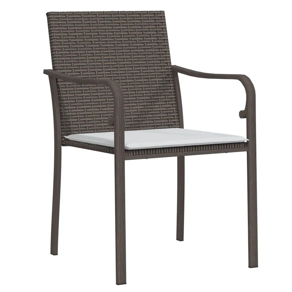 6 Piece Outdoor Seating Set Brown PE Rattan Garden Chairs with Cushions Durable Steel Frame