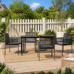 Elevate Your Patio with 4-Piece Black Garden Chair Set