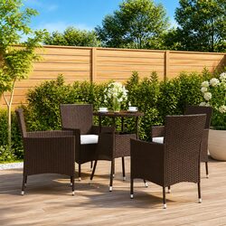 5 Piece Outdoor Bistro Set with Comfort Cushions