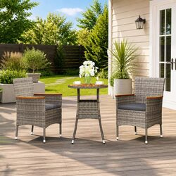 Outdoor 3 Piece Bistro Set in Grey for Relaxing Spaces