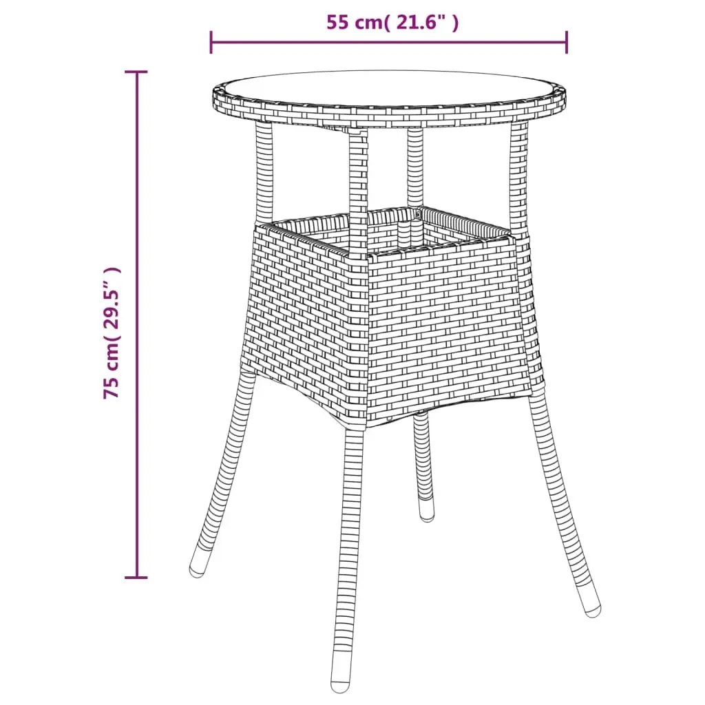 Garden Bistro Set 3 Piece Outdoor Furniture Black PE Rattan Chairs Table with Cushions