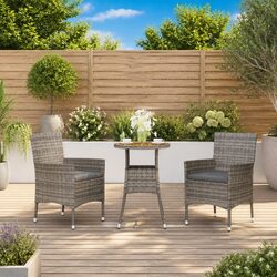 Elevate Your Outdoor Experience with this Grey Rattan Bistro Set