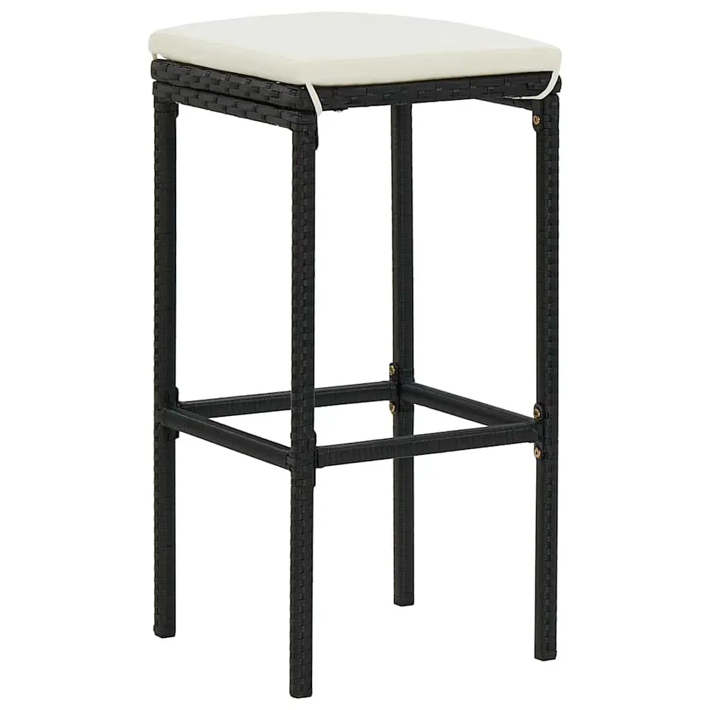 7 Piece Garden Bar Set Outdoor Patio Furniture Black Rattan with Cushions