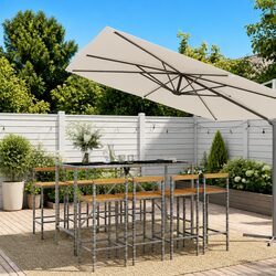 Garden Bar Set 9 Piece Grey Outdoor Furniture Patio Rattan Chair Table Set