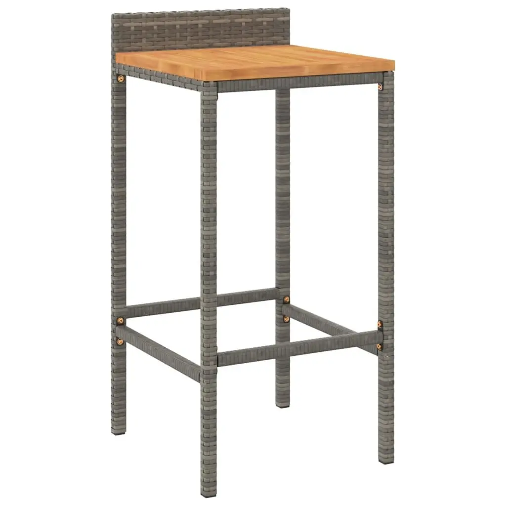 Outdoor Furniture Set 5 Piece Patio Bar Table with Stools Grey Poly Rattan and Solid Wood