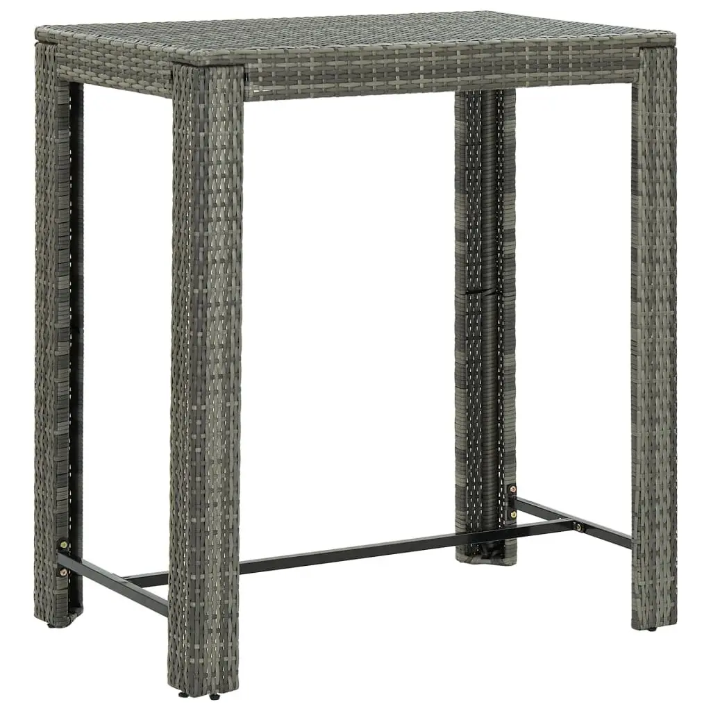 Outdoor Furniture Set 5 Piece Patio Bar Table with Stools Grey Poly Rattan and Solid Wood