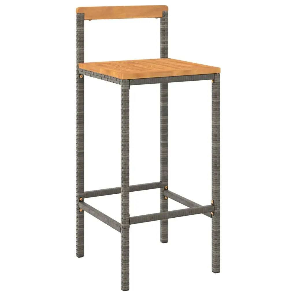 Outdoor Furniture Set 5 Piece Grey Bar Table Stools Weather Resistant PE Rattan