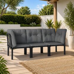 3 Piece Modular Garden Lounge Set - Black and Grey