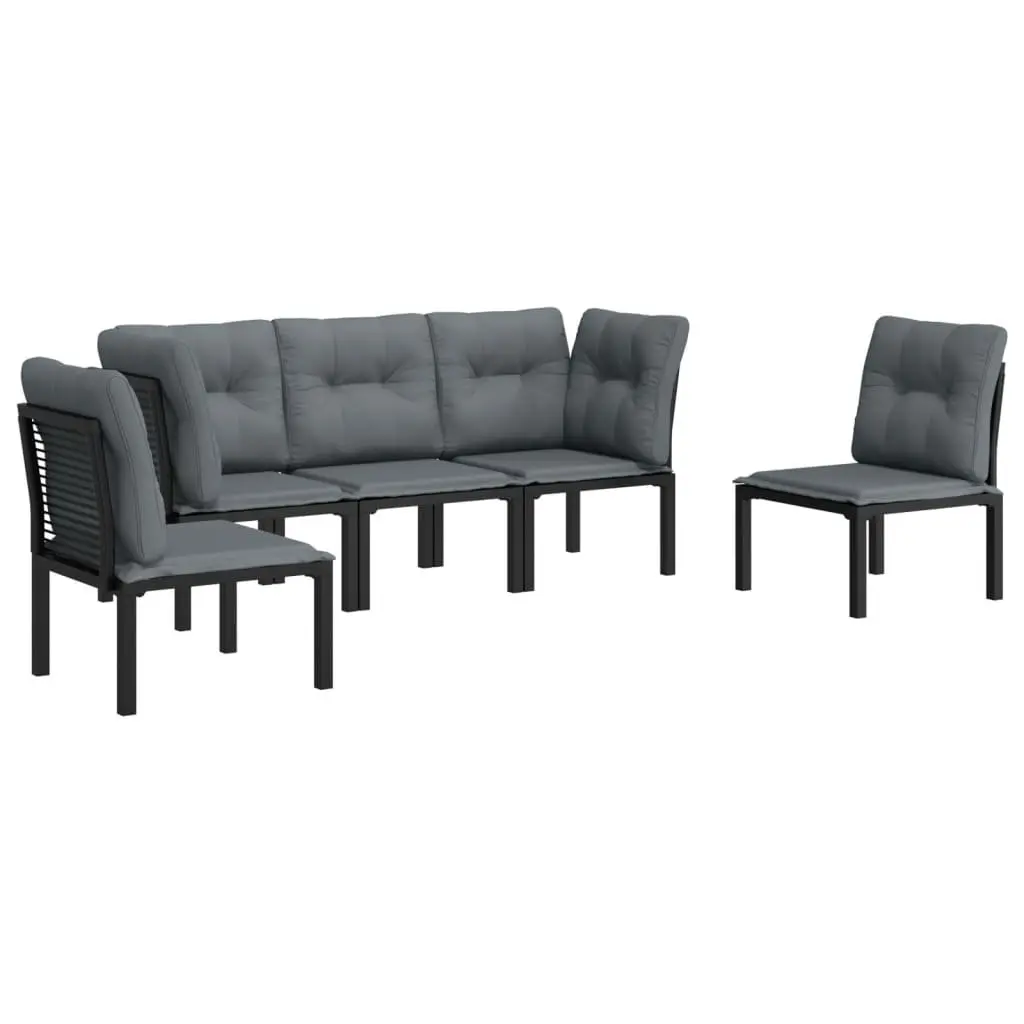 5 Piece Outdoor Garden Lounge Set Modular Weather-Resistant PE Rattan Black Grey