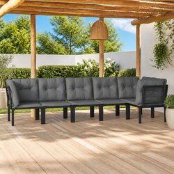 Enhance Your Outdoor Space with 6 Piece Lounge Set in Black Grey