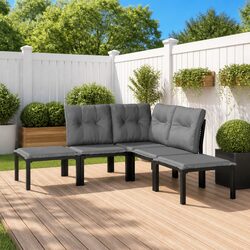 5 Piece Black Grey Modular Lounge Set for Outdoor Comfort