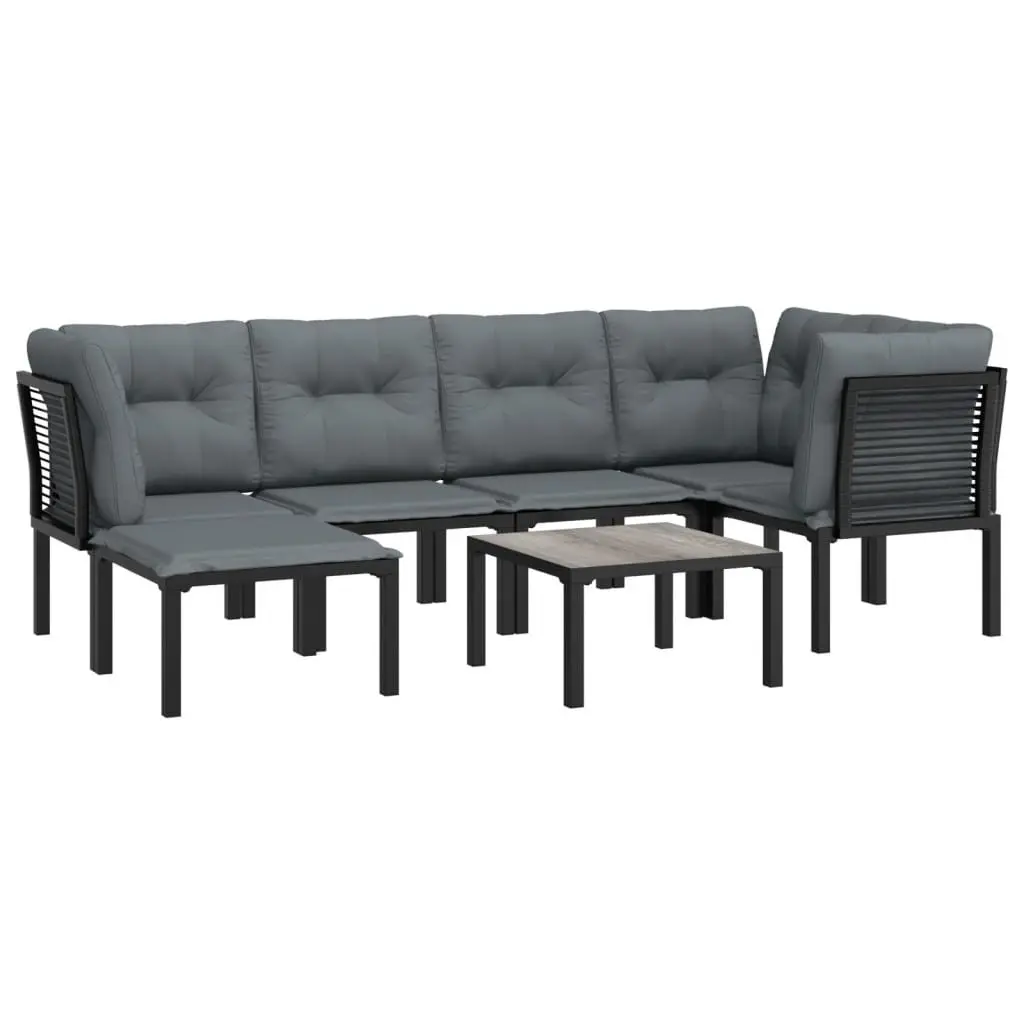 7 Piece Outdoor Garden Lounge Set Black Grey Weather-resistant PE Rattan Patio Furniture