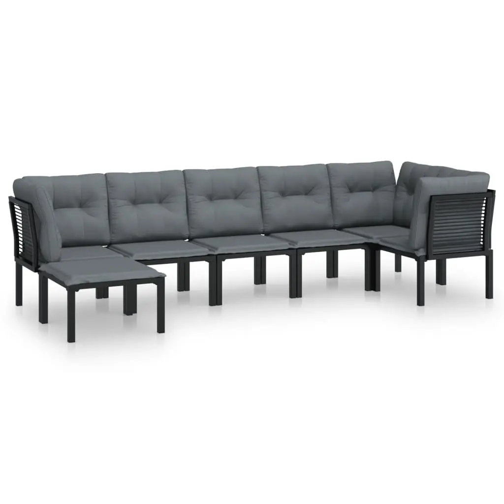 7 Piece Outdoor Garden Lounge Set Black Grey Weather-Resistant Poly Rattan Patio Furniture