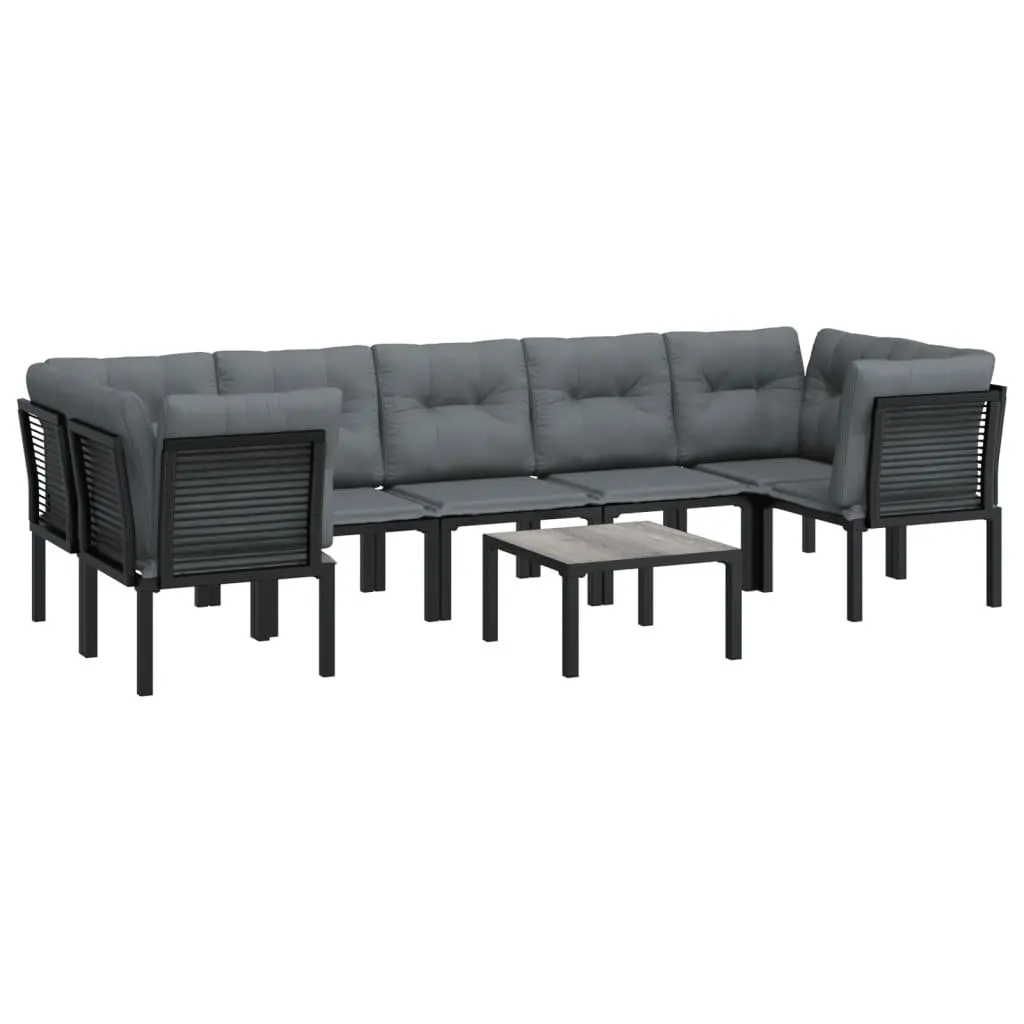 8 Piece Modular Garden Lounge Set Outdoor Furniture Weather-Resistant PE Rattan Black Grey Patio Sofa