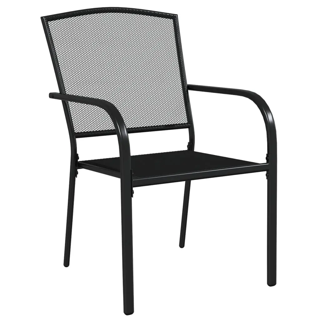 3 Piece Anthracite Steel Frame Outdoor Dining Set with Stackable Table and Chairs