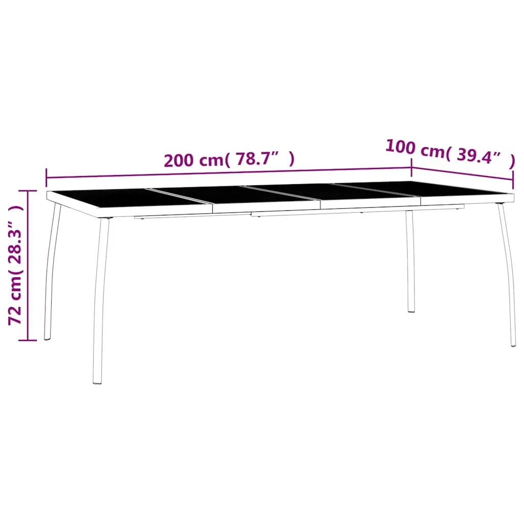 Outdoor Dining Set 7 Piece Steel Anthracite Stackable Chairs and Table