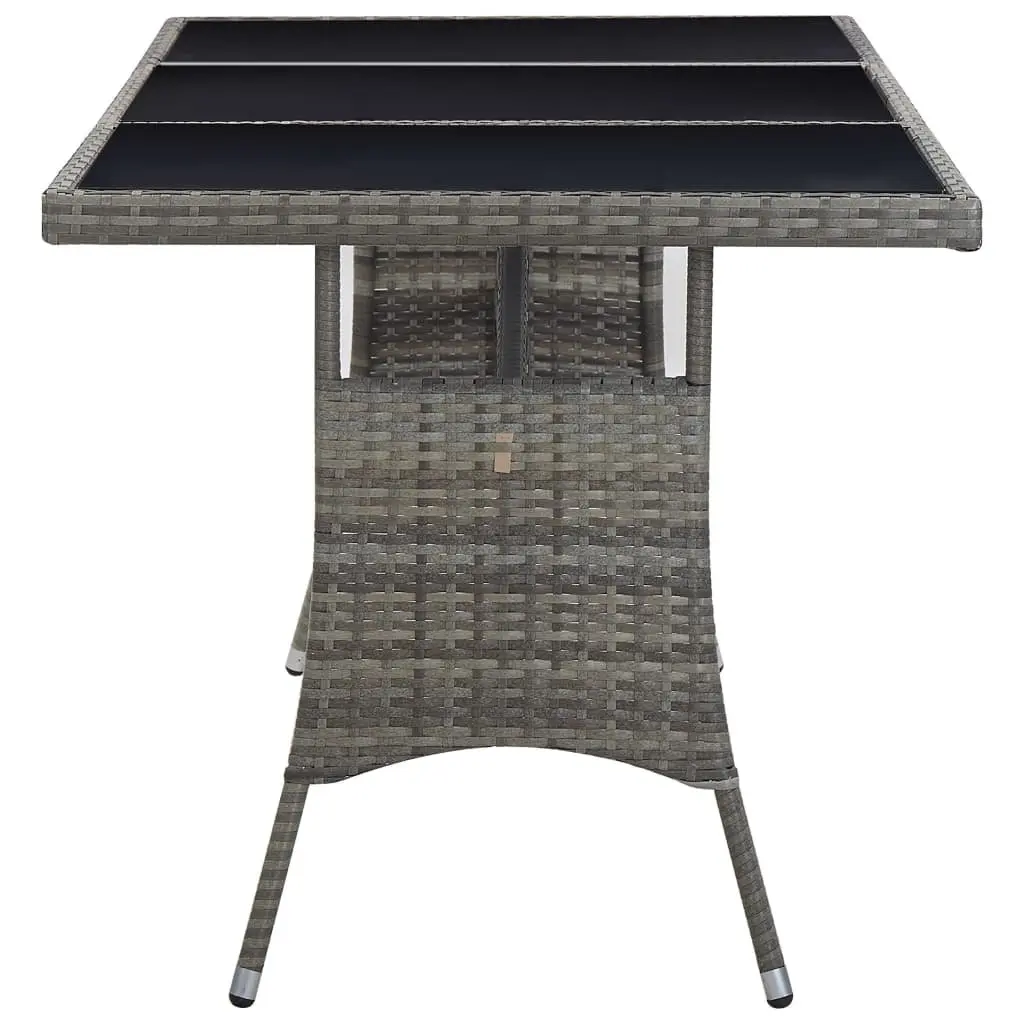Garden Table 170x80cm Grey Poly Rattan Glass Top Outdoor Patio Furniture