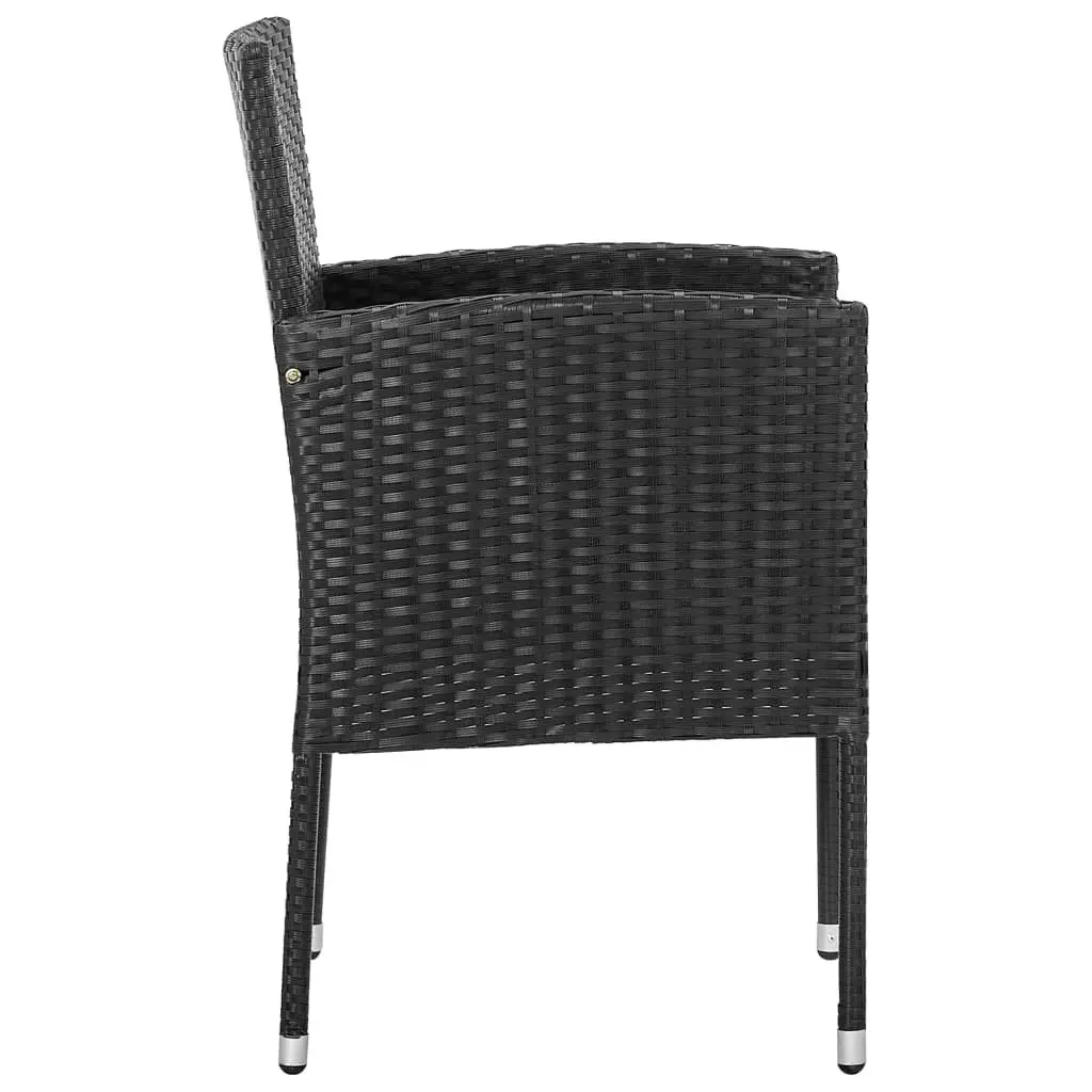 Outdoor Garden Chairs 2 pcs Black Poly Rattan with Cushions