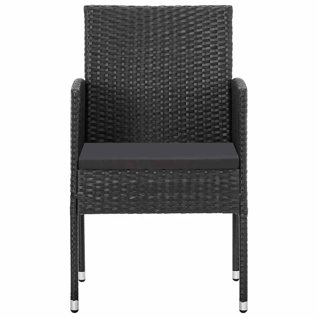 Outdoor Garden Chairs 4 Pieces Black PE Poly Rattan with Cushions