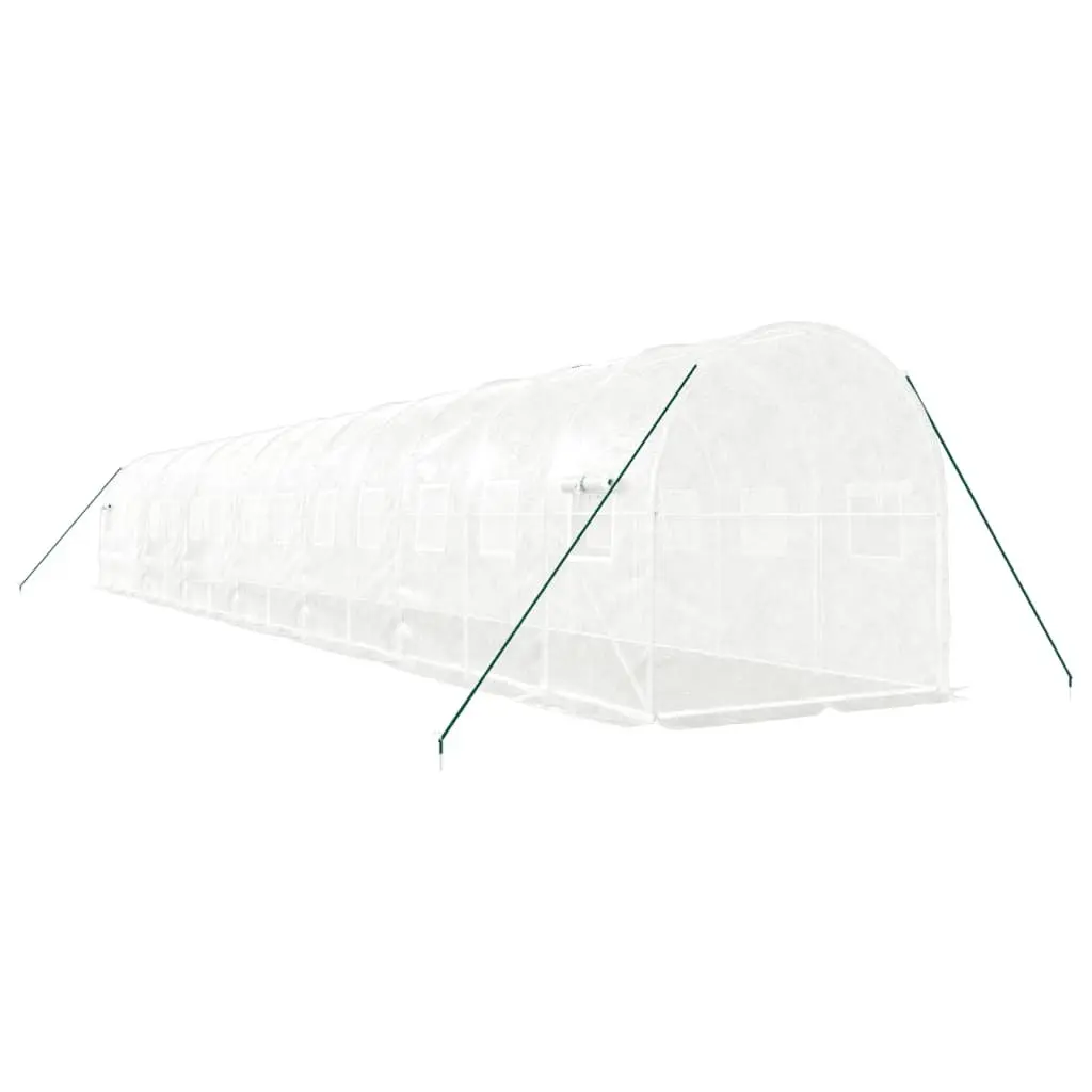 Greenhouse 28m² White Steel Frame UV Resistant Cover Zippered Door