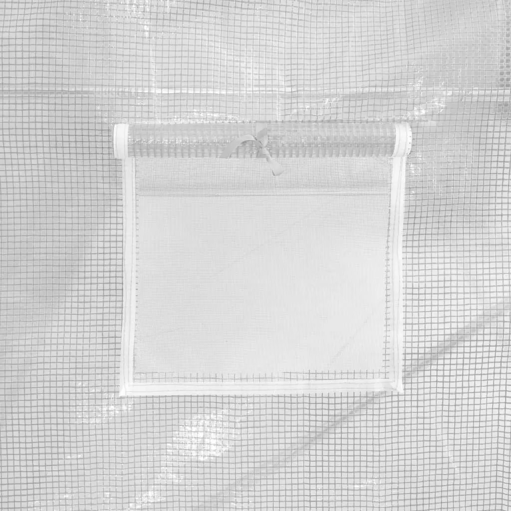 Greenhouse 28m² White Steel Frame UV Resistant Cover Zippered Door