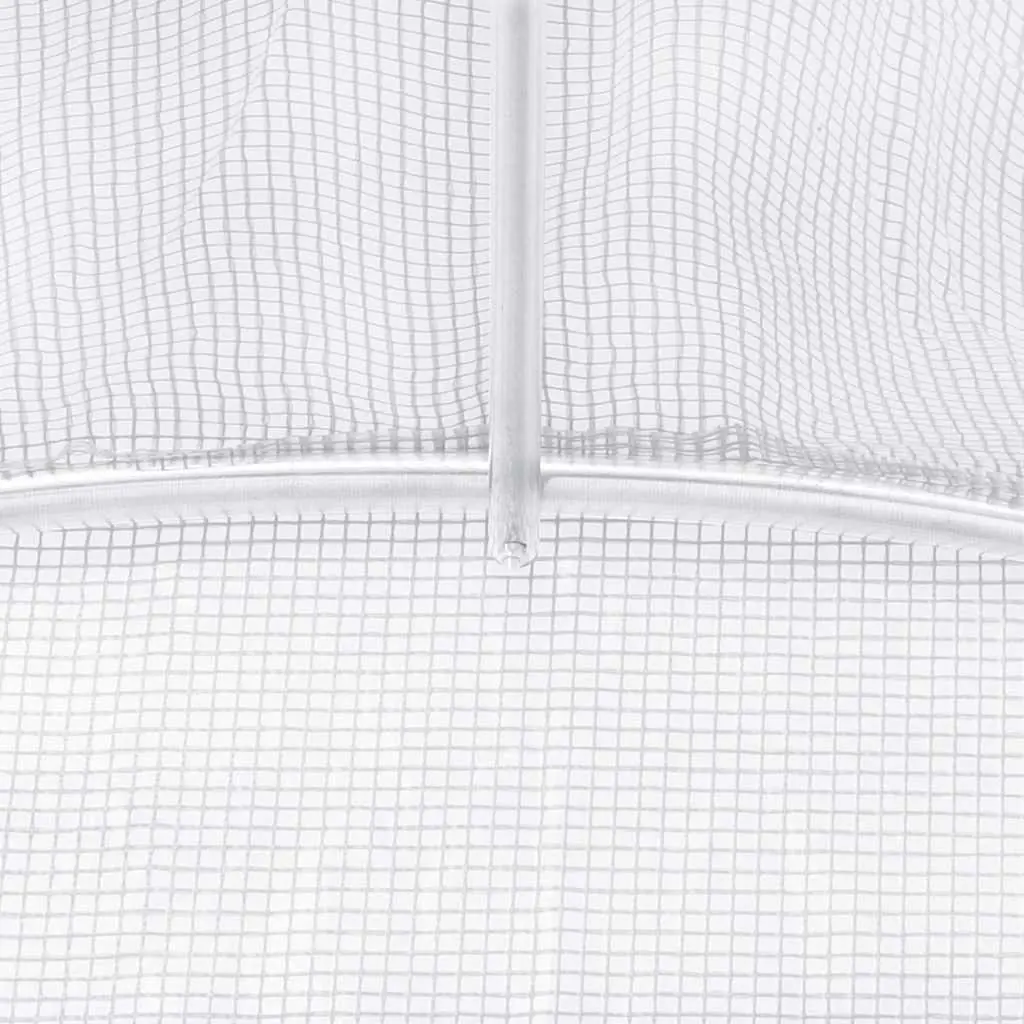 Greenhouse 16x2x2m Steel Frame White PE Cover Weather Resistant Garden Plant House