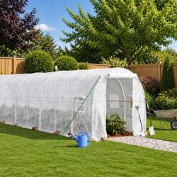 Transform Your Garden with This Spacious White Greenhouse