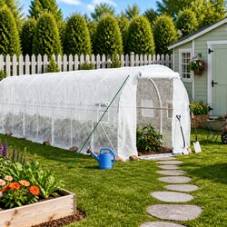 Enhance Your Garden with a Spacious White Greenhouse