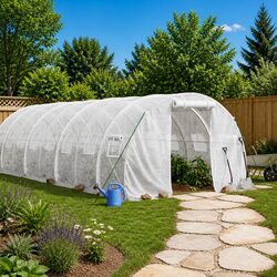 Enhance Your Garden with a Spacious 24m² White Greenhouse