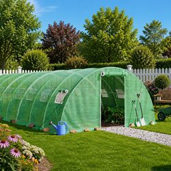 Greenhouse Steel Frame 6x4x2m 24sqm Garden Plant House PE Cover Roll-up Door