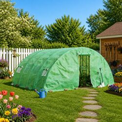 Greenhouse 20m² Steel Frame Green Garden Plant House 5x4x2.3m Roll-up Door