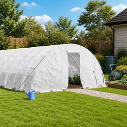 Greenhouse Steel Frame White 30 m² Garden Plant House Outdoor Grow Shelter
