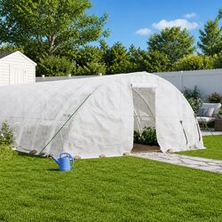 Enhance Your Garden with a Spacious White Steel Greenhouse